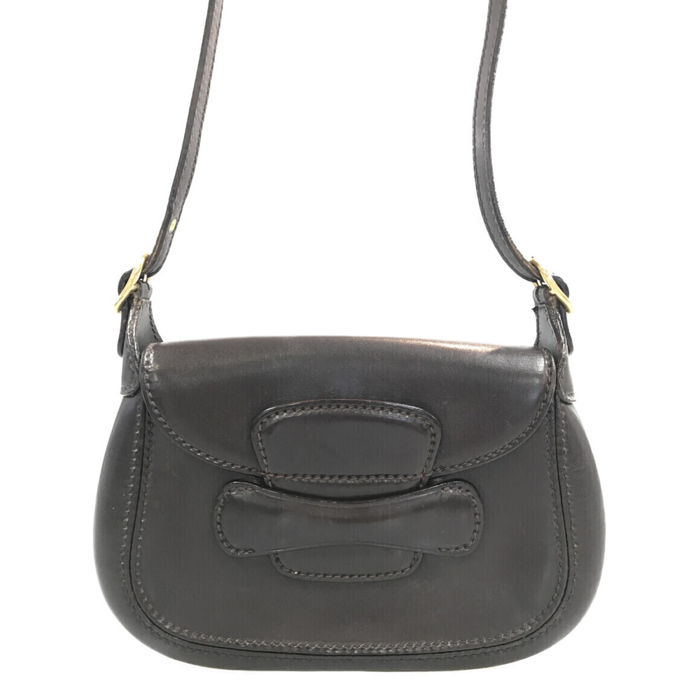 Gucci black leather shoulder bag front flap